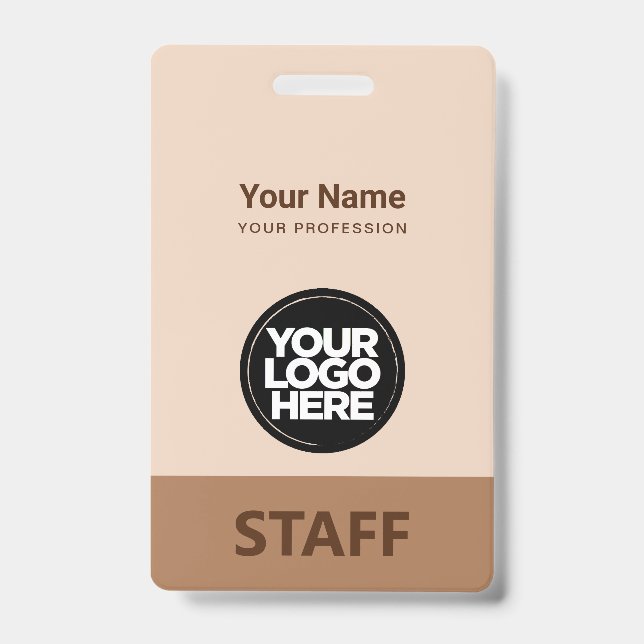 Badge Étiquette Brown Nom de l'employé Logo d'entreprise (Face)