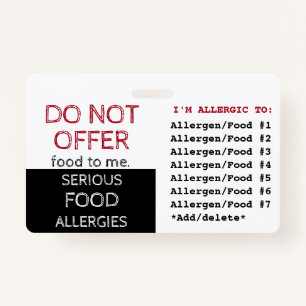 Badge Étiquette d'alerte aux allergies alimentaires mult