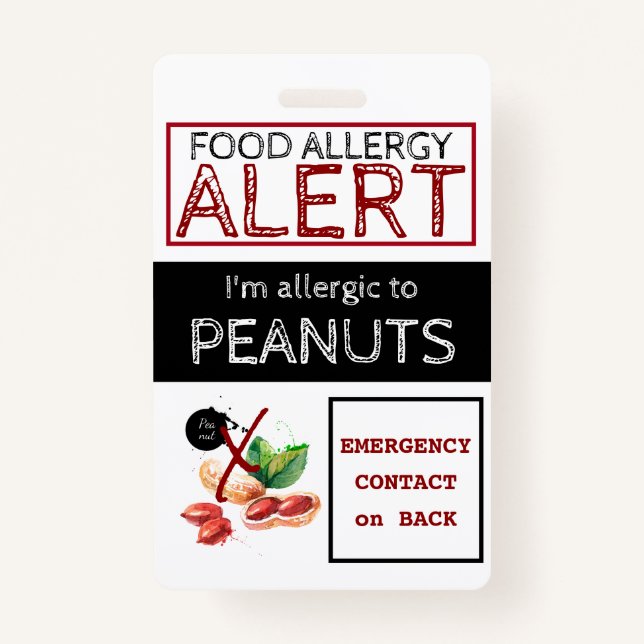Badge Étiquette d'alerte d'allergie aux aliments de caca (Devant)