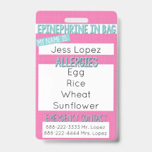 Étiquette d'alerte Médicale pour les allergies ali