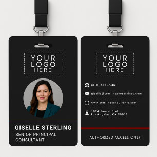 Badge Étiquette de nom d'entreprise rouge Logo de photo 