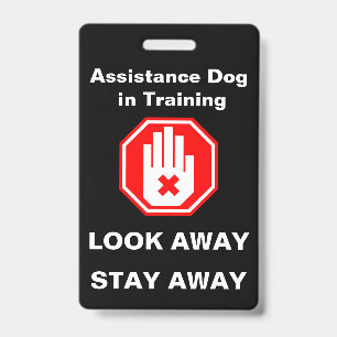 Badge Étiquette d'identification de chien d'assistance e
