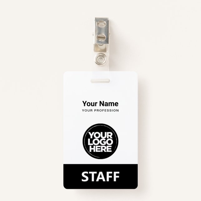 Badge Étiquette du personnel du logo commercial du nom d (Devant avec clip)