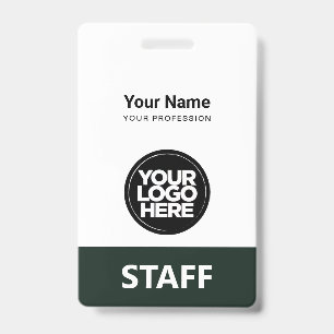 Badge Étiquette foncée verte Nom de l'employé Logo comme