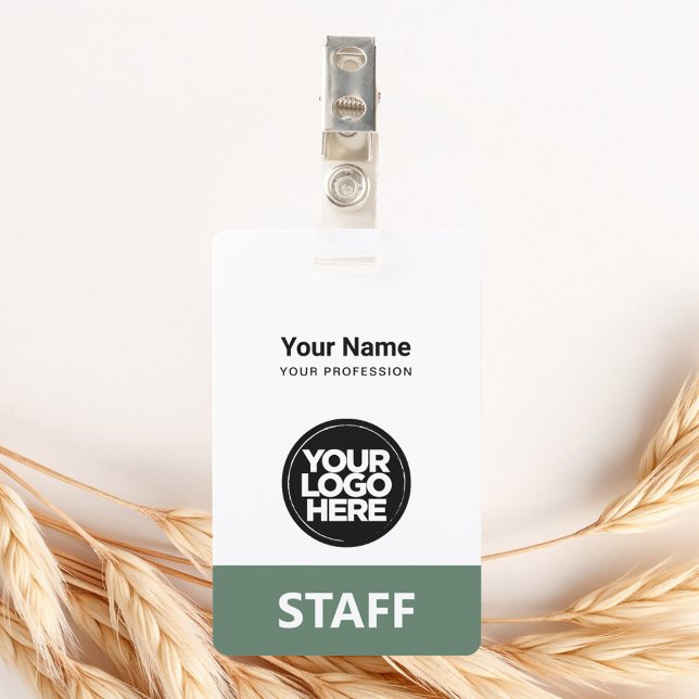 Badge Étiquette verte Nom de l'employé Logo d'entreprise (Créateur téléchargé)