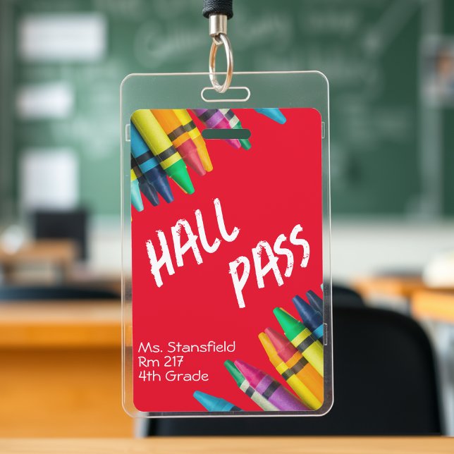 Badge Étudiant Crayon Classe Salle de bain Pass (Teacher Student Crayon Class Bathroom Hall Pass Badge
)