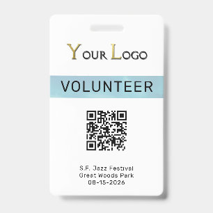 Badge Événement avec logo simple et code QR 