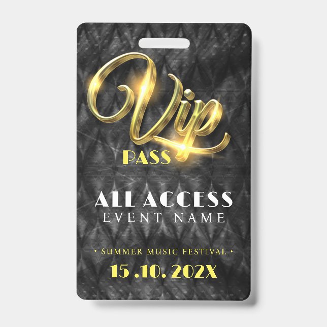 Badge Événement d'accès VIP exclusif (Face)