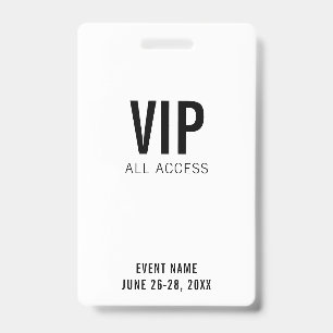 Badge Événement de code QR d'accès VIP blanc moderne