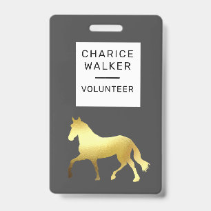 Badge événement équestre cheval monogramme en feuille d'