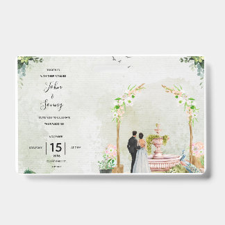 Badge Faire-Part de Mariage de Jardin Floral Fantaisiste