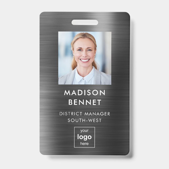 Badge Faux Black Metallic - ID photo d'entreprise (Front)