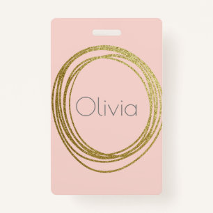 Badge Faux Gold Abstrait Circle Design avec nom