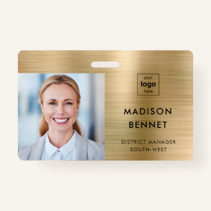 Badge Faux Gold Metallic Entreprise ID photo