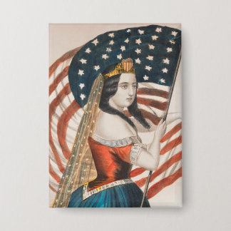 Badge Femme américaine patriotique | Drapeau américain |