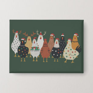 Badge Ferme de poulets de Noël Lumières Cadeau pour les 