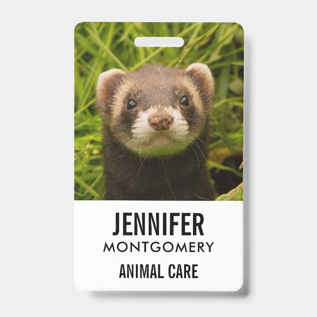 Badge Ferret Brown dans l'herbe (Face)