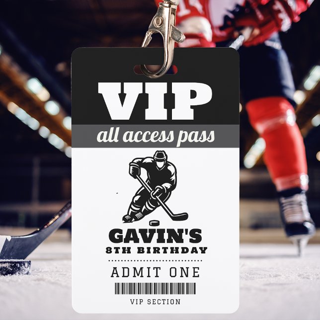 Badge Fête d'anniversaire de hockey sur glace personnali (Créateur téléchargé)