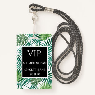 Badge Feuille tropical Black VIP All Access Pass Concert
