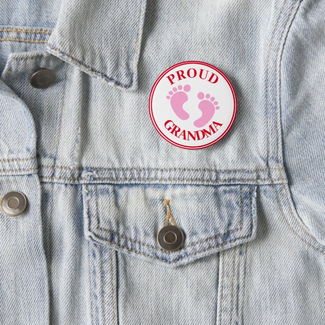 Badge - Fier Grand-mère Pink Feet Girl (En situation)