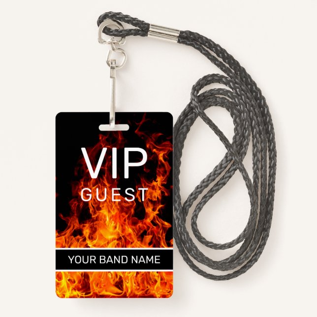 Badge Filet d'arrière-scène VIP Custom Band Merch Flame  (Devant avec lanière)
