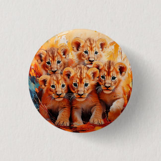 Badge - Five Lion Cubs 1 Inch Round Button
