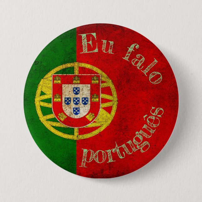 Badge Flag eu falo português 3 Inch Round Button (Front)