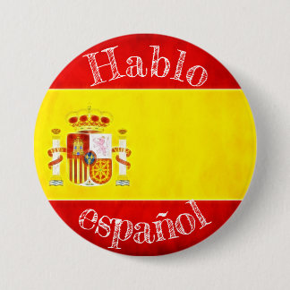 Badge flag hablo español 3 inch round button