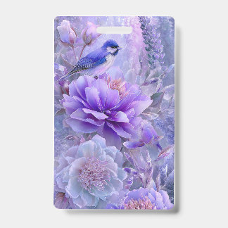 Badge Fleur Oiseau Violet
