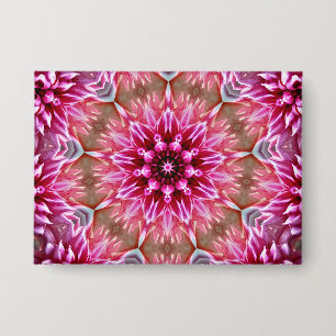 Badge Fleur rose Mandala géométrique Motif-67545 Keycha
