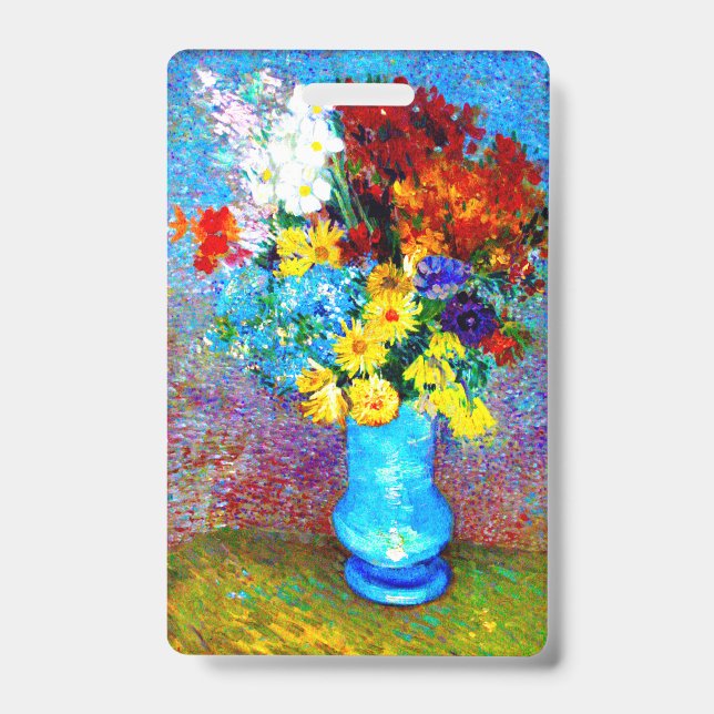 Badge Fleurs de Van Gogh dans un vase bleu (Avant)