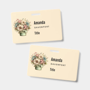 Badge Fleurs Fantaisistes dans un Pot de Fleurs Mignonne