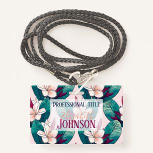 Badge Fleurs tropicales à la mode du feuillage vert