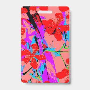 Badge Fleurs tropicales roses
