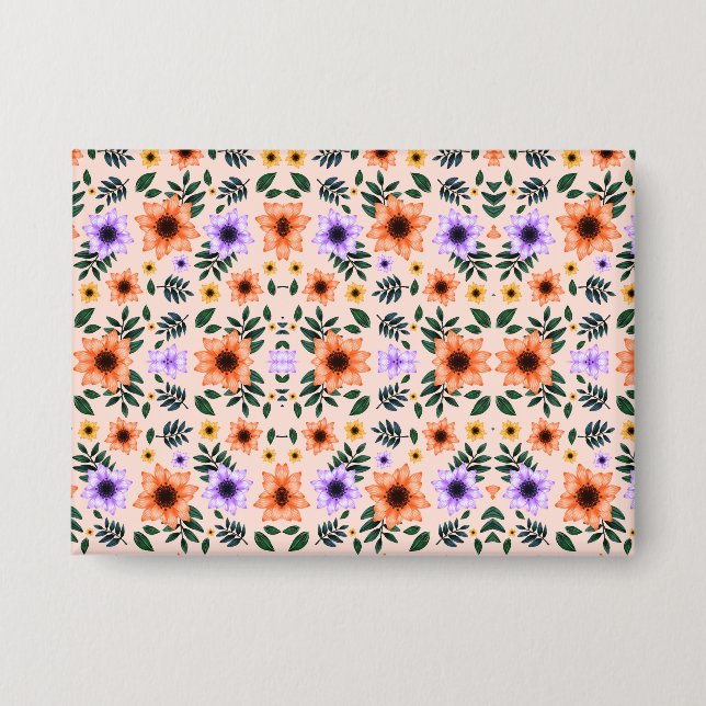 Badge Floral-patterned envelope with vibrant orange  (Recto)
