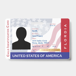 Badge FLORIDE - Carte d'identité pour enfants - Fond de