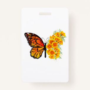Badge Flower Butterfly with Yellow California Poppy