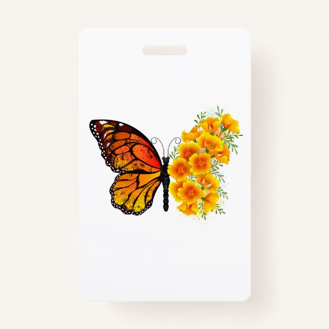 Badge Flower Butterfly with Yellow California Poppy (Devant)