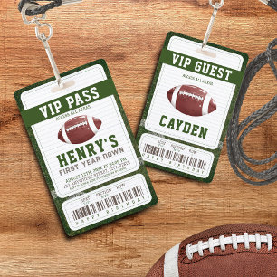 Badge Football Première année Down Vip Pass Fête d'anniv