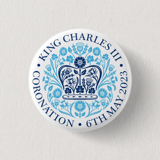 Badge for 2023 Coronation - Blue 1 Inch Round Button (Front)