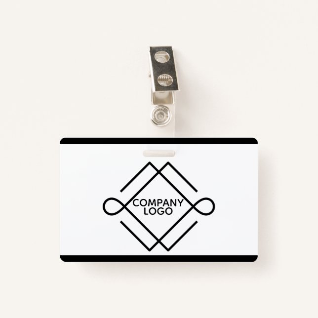 Badge Formes géométriques noires simples (Devant avec clip)