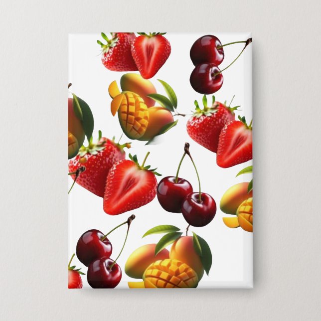 Badge Fresh Fruit Pattern – Strawberry, Cherry & Mango A (Recto)