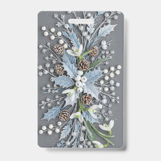 Badge Frosted Winter Snowdrop Floral Arrangement