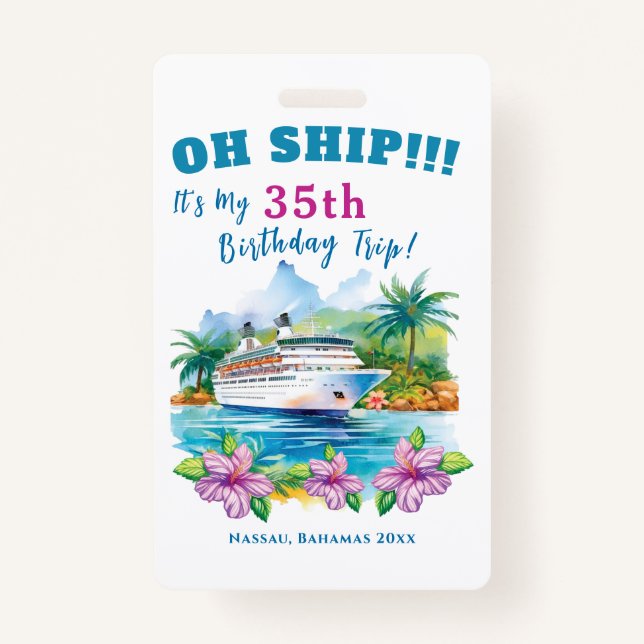 Badge Funny Island Cruise Ship Anniversaire (Devant)