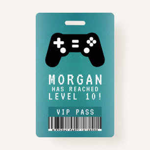 Badge Gamer VIP Pass Invitation d'anniversaire