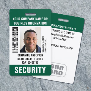 Badge Garde de sécurité Photo d'identité personnalisée N