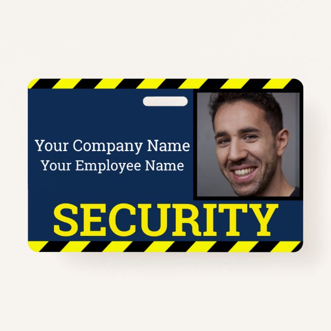 Badge Garde de sécurité professionnelle Bleu et Jaune At (Devant)
