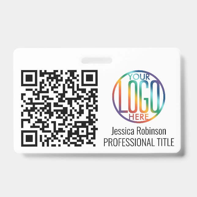 Badge Générateur de code QR & Votre logo blanc non photo (Avant)
