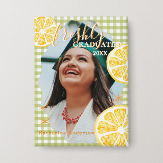 Badge Gingham Citron Fraîchement Diplômé 