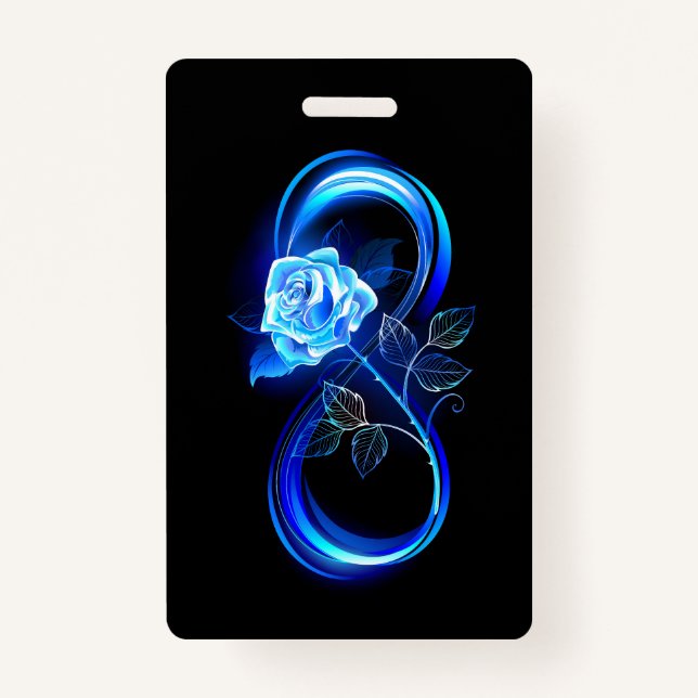 Badge Glowing infinity with blue rose (Devant)